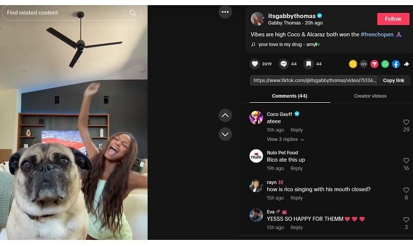 Screenshot of Gabby Thomas' TikTok post | Source: TikTok/@itsgabbythomas